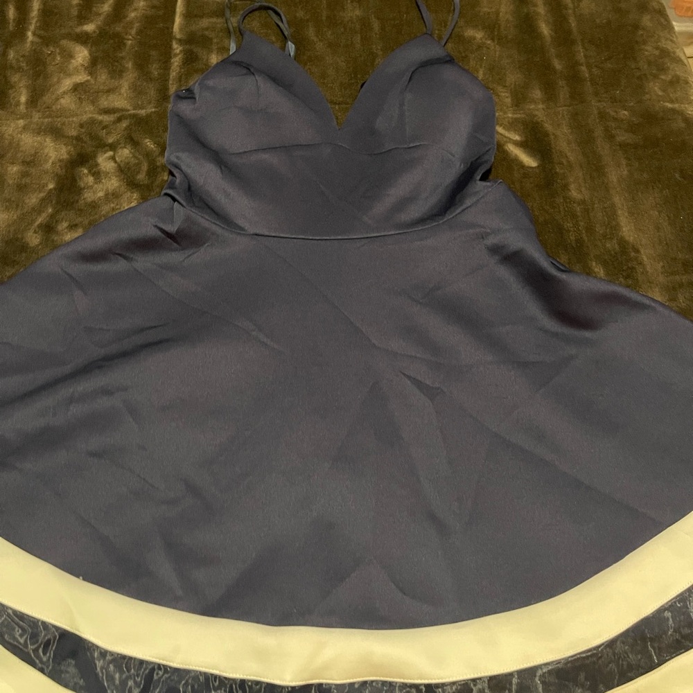 Sleeveless blue deep-V dress size 13